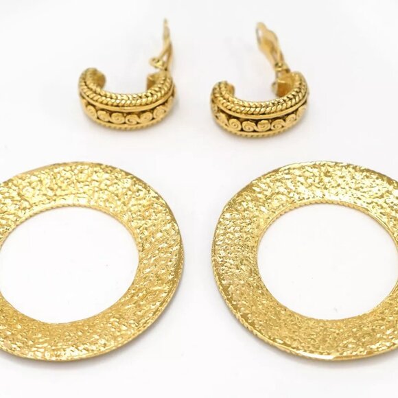 CHANEL Hoop 2 way Round Vintage Dangle Earrings Gold Tone Auth #11136 - Picture 5 of 6